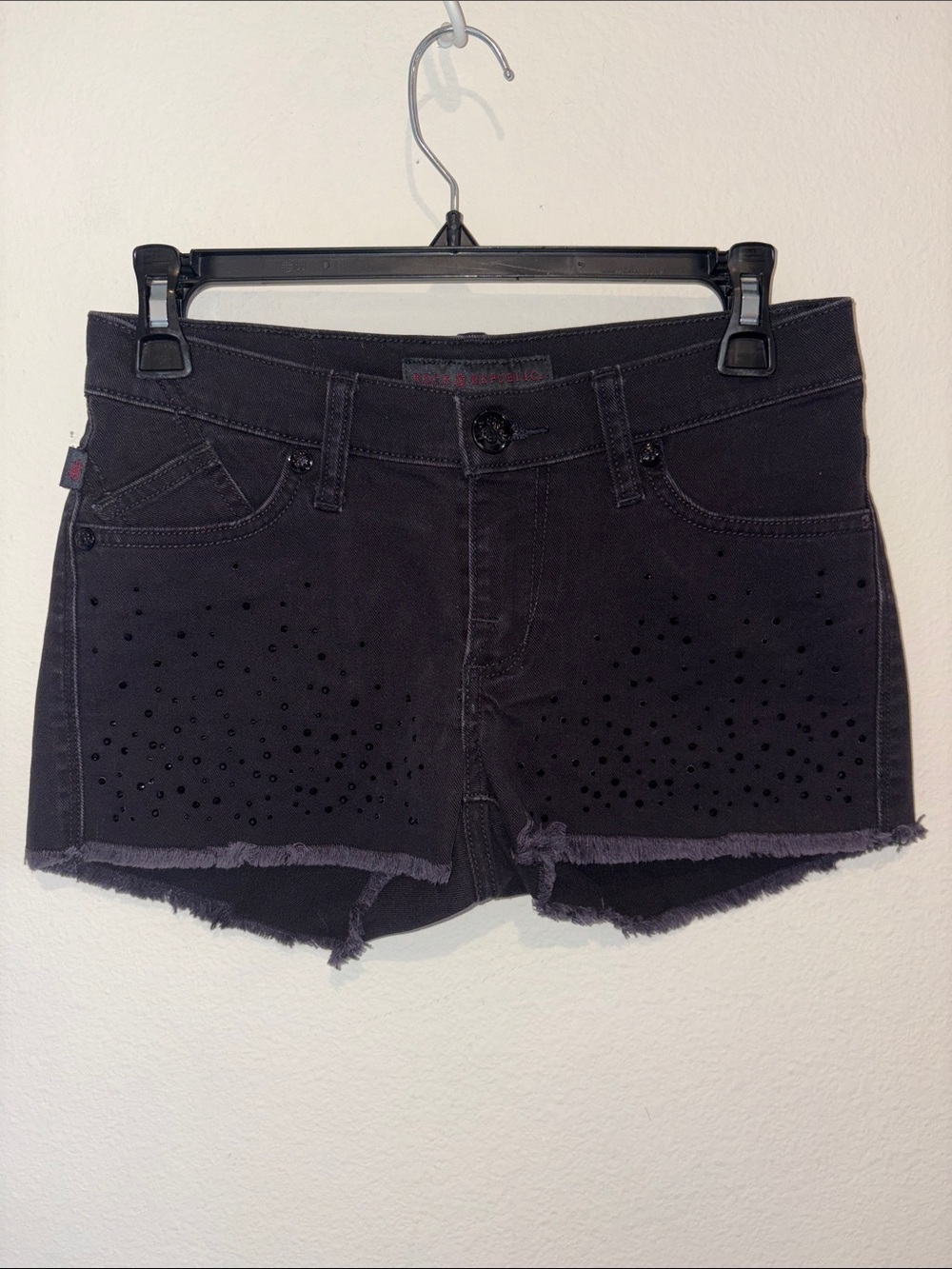 Rock & Republic 'Lolita' Black Jean shorts with black  Rhinestones